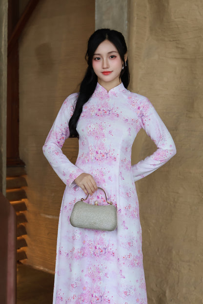 DORTHY 3D Blossom ao dai set | Ao dai Bao anh Silk | Vietnamese ao dai Tet