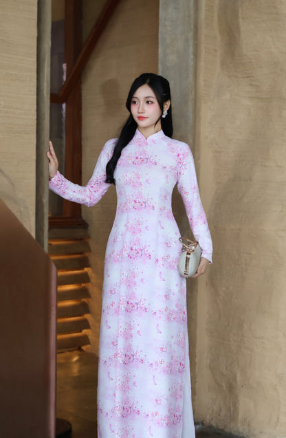 DORTHY 3D Blossom ao dai set | Ao dai Bao anh Silk | Vietnamese ao dai Tet