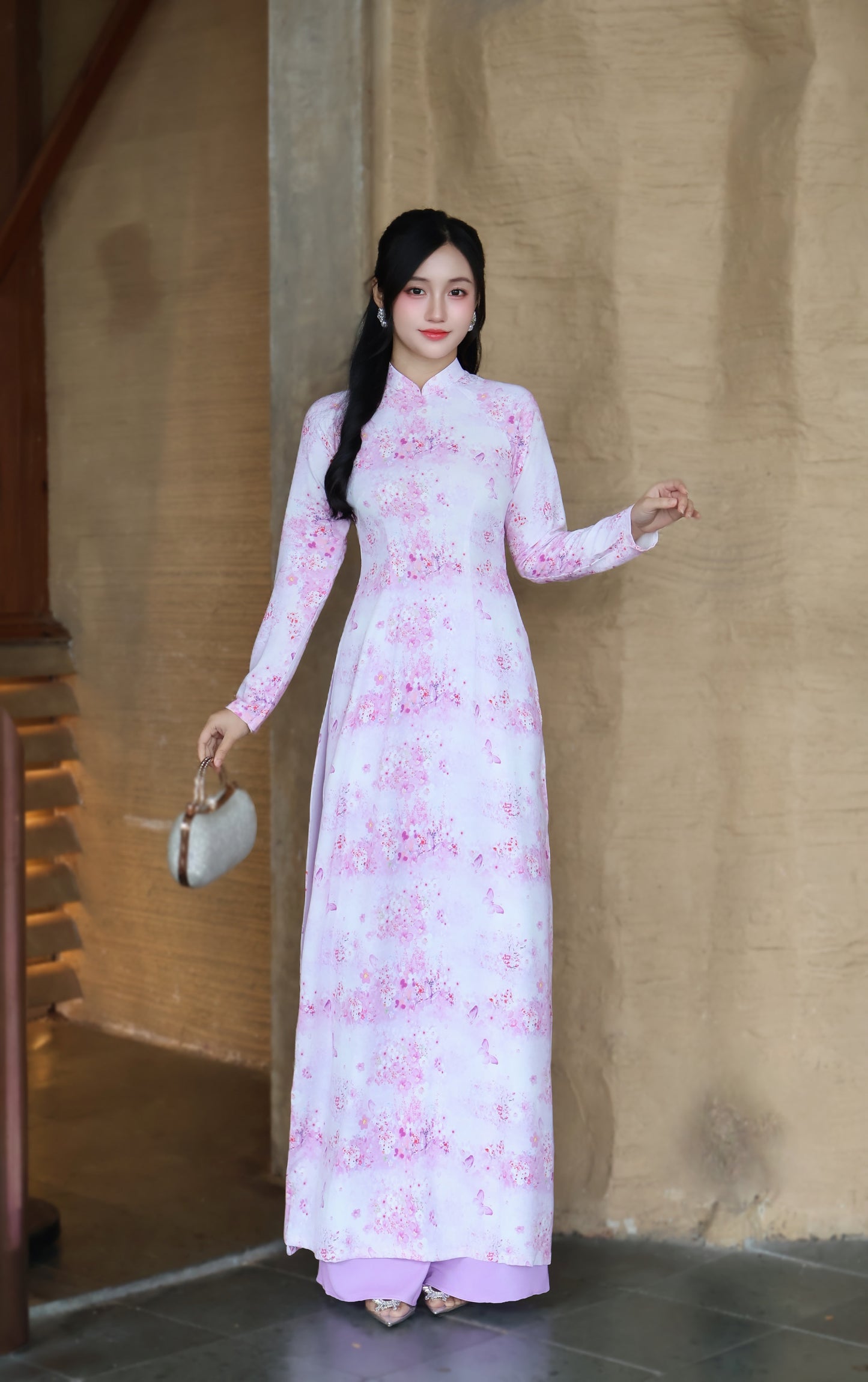DORTHY 3D Blossom ao dai set | Ao dai Bao anh Silk | Vietnamese ao dai Tet
