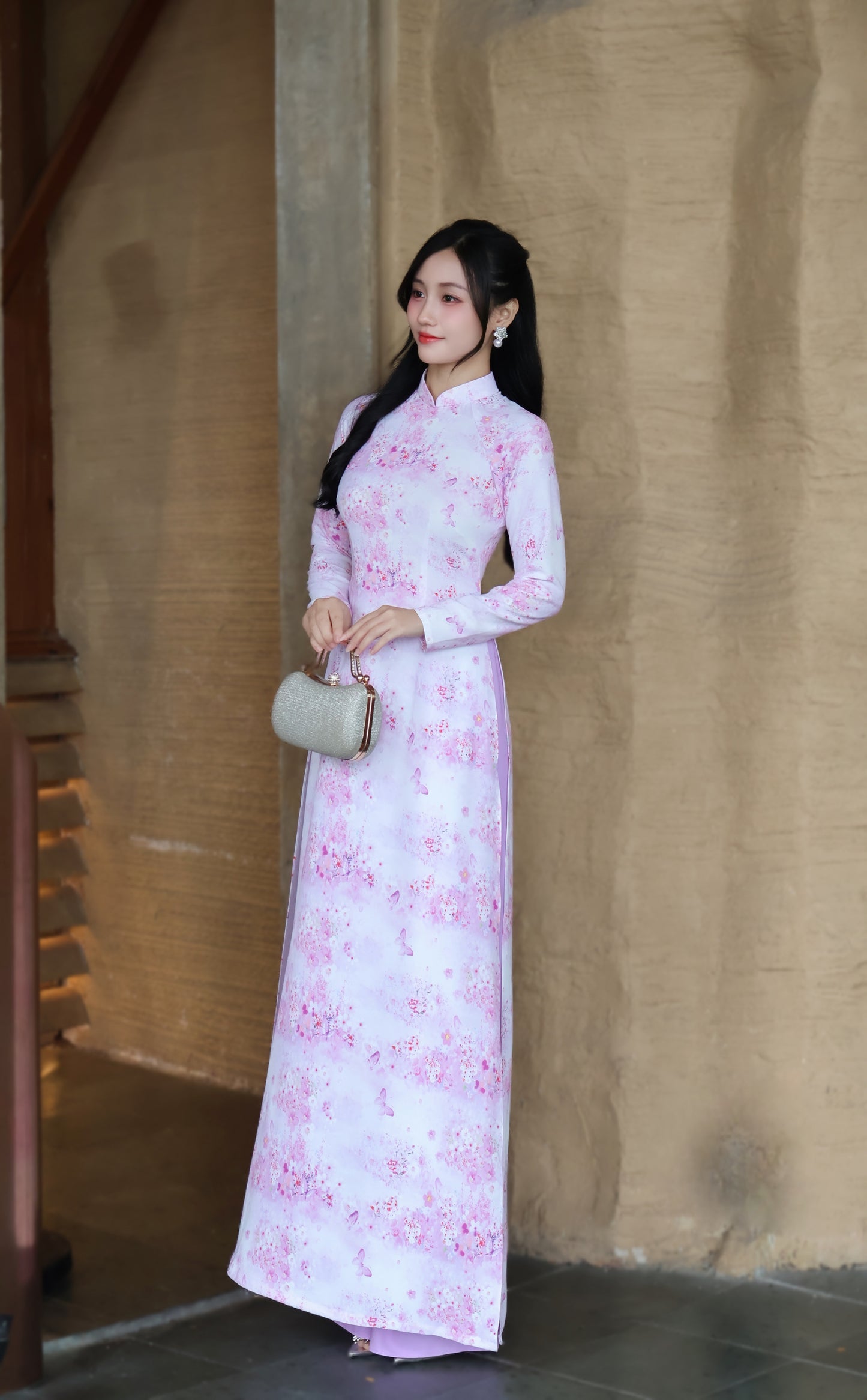 DORTHY 3D Blossom ao dai set | Ao dai Bao anh Silk | Vietnamese ao dai Tet