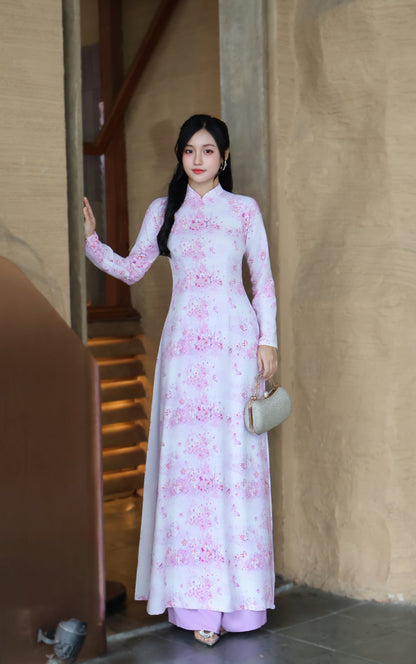 DORTHY 3D Blossom ao dai set | Ao dai Bao anh Silk | Vietnamese ao dai Tet
