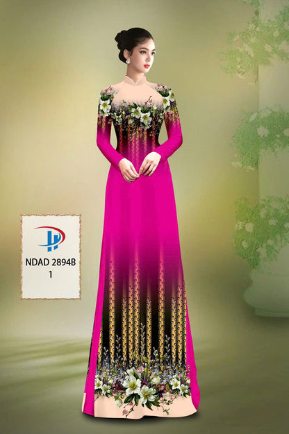 Traditional Ao Dai For Women - 3D Floral Printed Ao Dai Silk