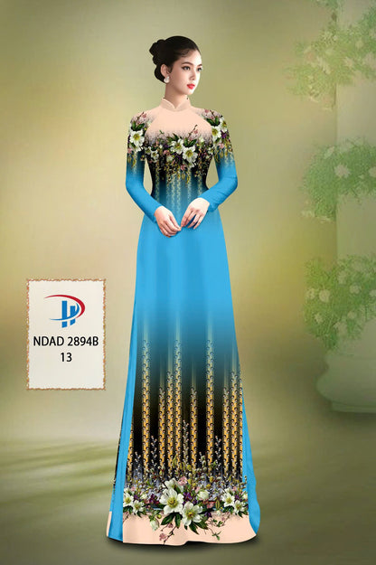 Traditional Ao Dai For Women - 3D Floral Printed Ao Dai Silk