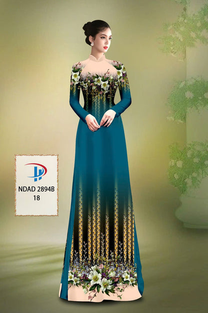 Traditional Ao Dai For Women - 3D Floral Printed Ao Dai Silk