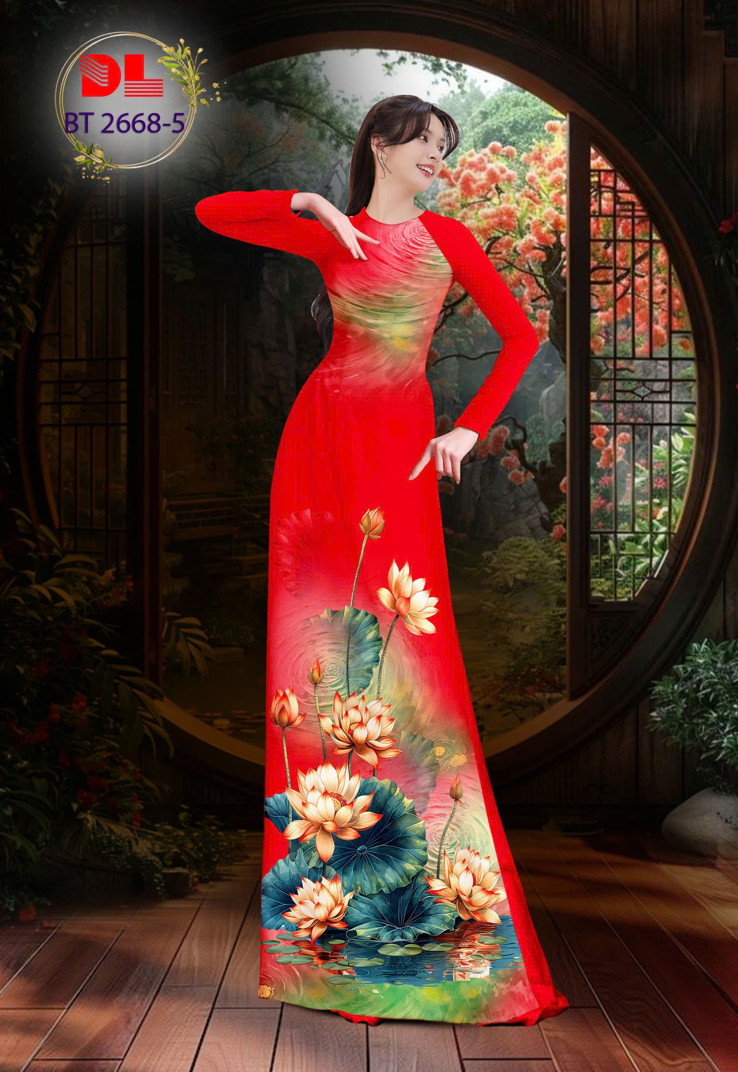 Traditional Ao Dai For Women - 3D Floral Printed Ao Dai Silk