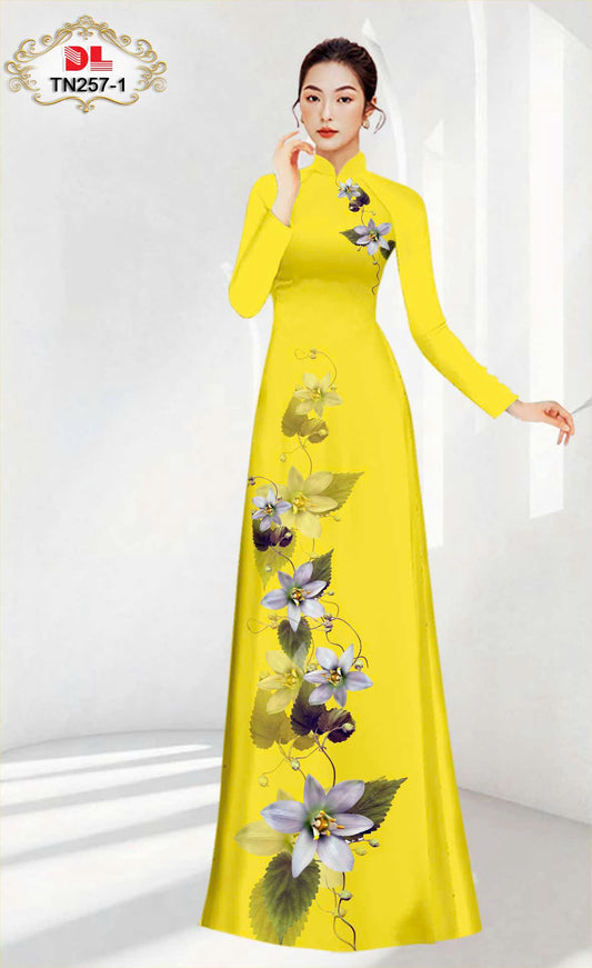 Traditional Ao Dai For Women - 3D Floral Printed Ao Dai Silk