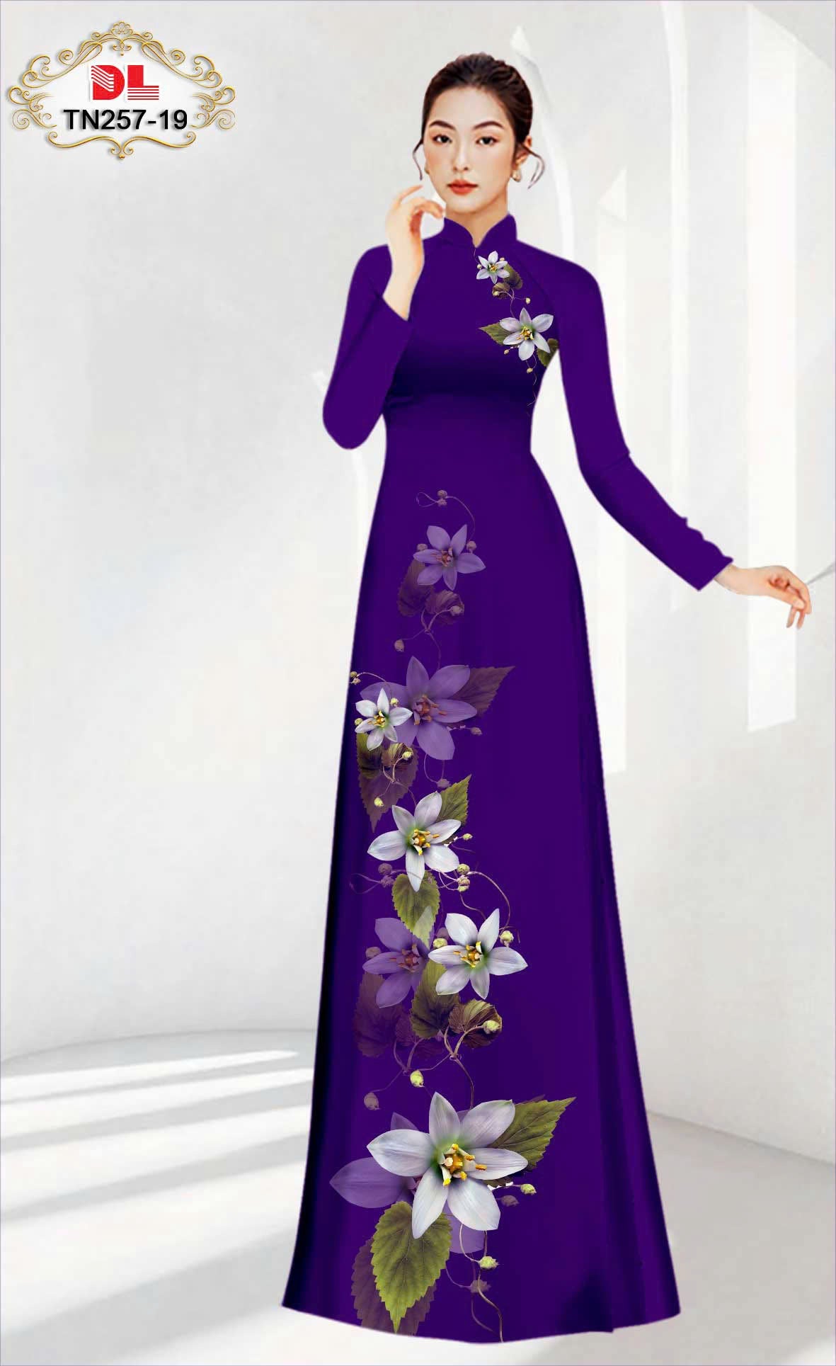 Traditional Ao Dai For Women - 3D Floral Printed Ao Dai Silk