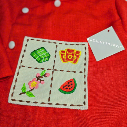 PE4: Red-Yellow Ao Dai For Boys - Boy's Dress | Linen Ao Dai Set