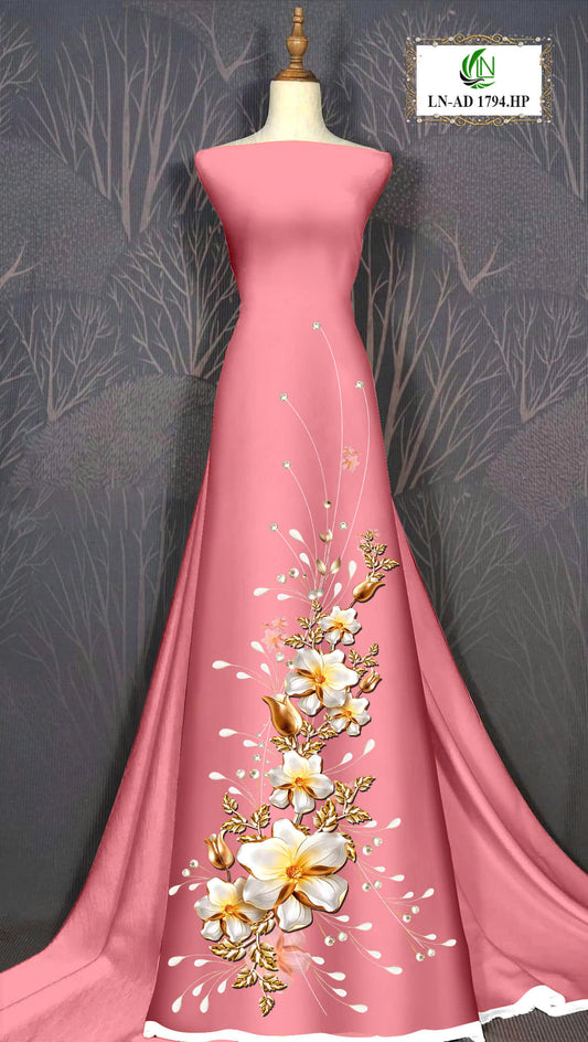 Pre-order: Traditional Vietnamese Ao Dai with Porcelain flower| Ao Dai Viet Nam