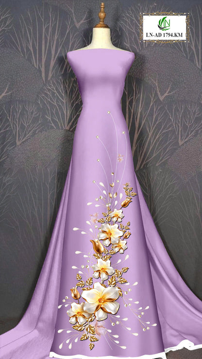 Pre-order: Traditional Vietnamese Ao Dai with Porcelain flower| Ao Dai Viet Nam