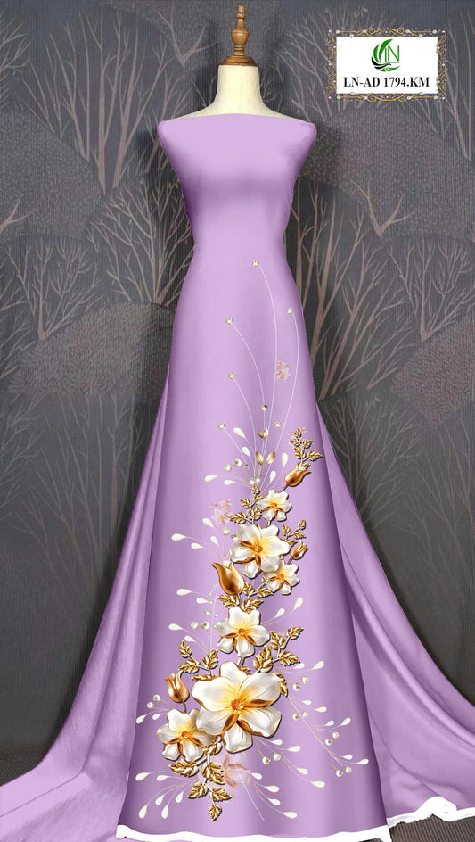 Pre-order: Traditional Vietnamese Ao Dai with Porcelain flower| Ao Dai Viet Nam