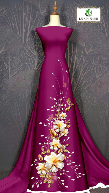 Pre-order: Traditional Vietnamese Ao Dai with Porcelain flower| Ao Dai Viet Nam