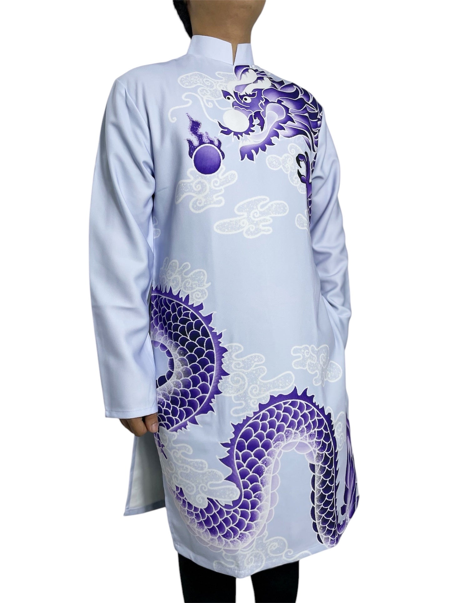 Gray 3D Printed Ao Dai Men Dress | Modern Ao Dai For Men