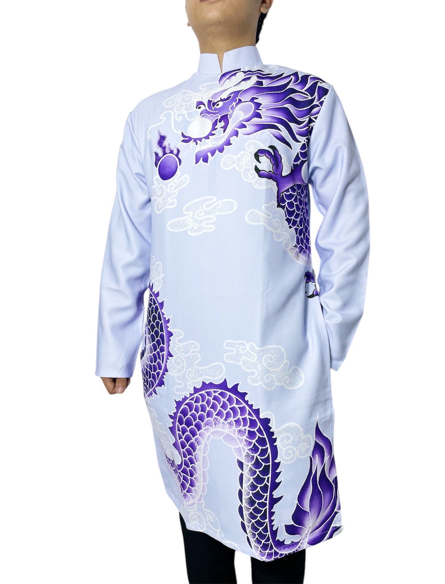 Gray 3D Printed Ao Dai Men Dress | Modern Ao Dai For Men