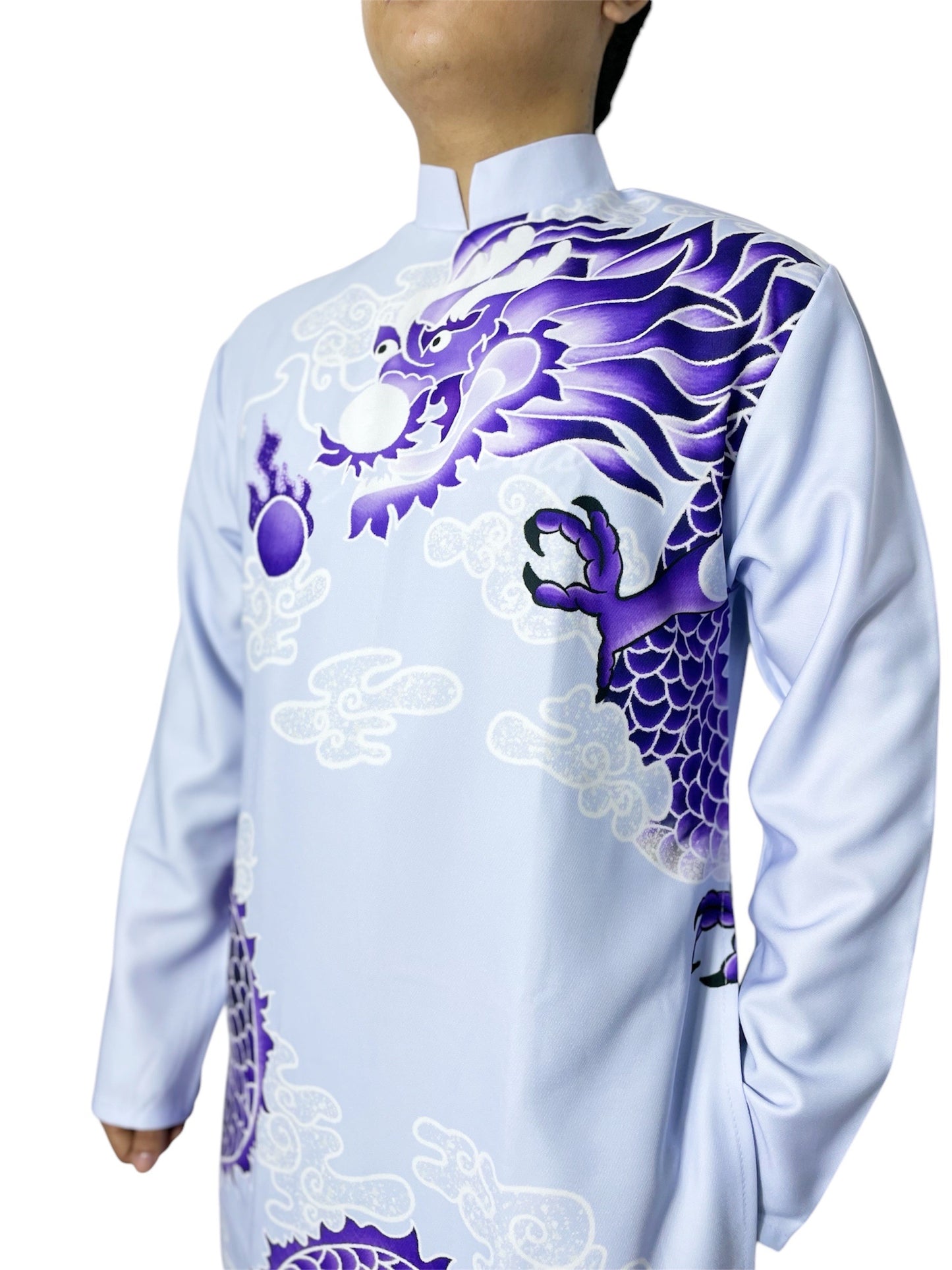 Gray 3D Printed Ao Dai Men Dress | Modern Ao Dai For Men