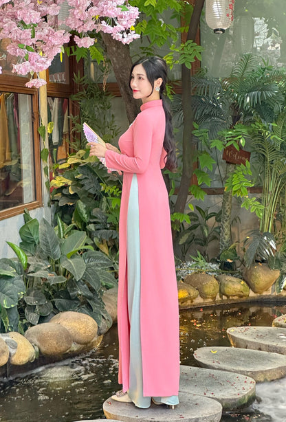Áo Dài Thêu Hồng Dâu | Pre made ao dai for women | Vietnamese long dress with Pants