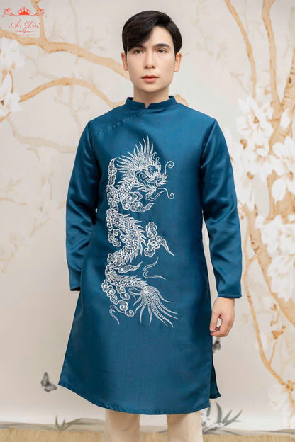 Men Dress- Blue Dragon Ao Dai For Men