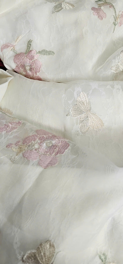 AN White organza silk ao dai | Modern Vietnamese Ao Dai | No pants