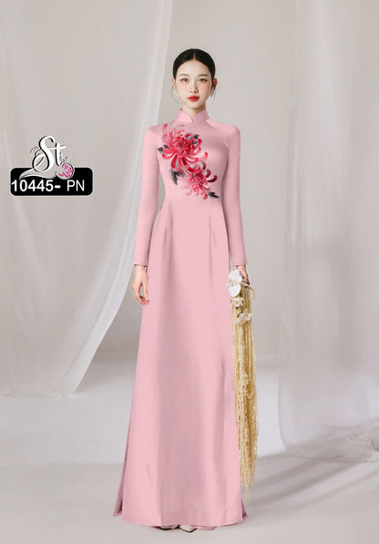 Pre-order: Vietnamese Ao Dai Dress | 3D Flower Printed Long Dress For Women