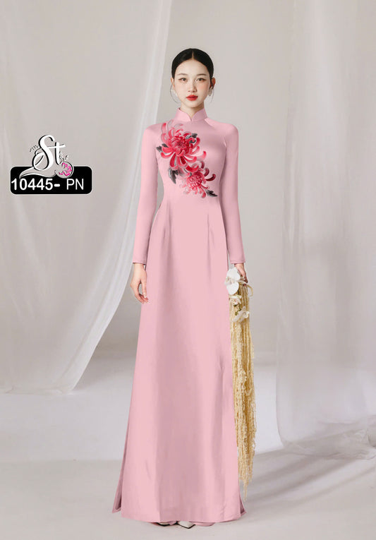 Pre-order: Vietnamese Ao Dai Dress | 3D Flower Printed Long Dress For Women