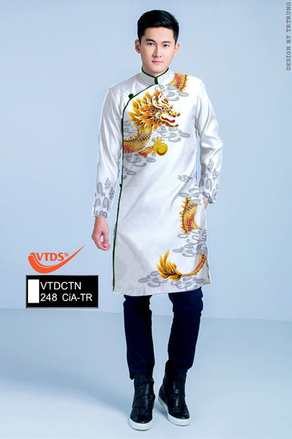 Men's Ao Dai | 3D Dragon Printed Ao Dai For Men