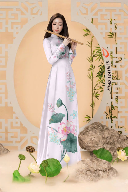 3D Lotus Pattern Ao Dai For Women | Traditional Ao Dai Vietnam