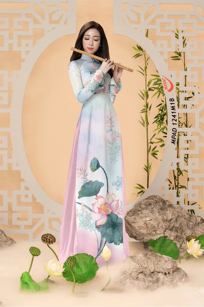 3D Lotus Pattern Ao Dai For Women | Traditional Ao Dai Vietnam