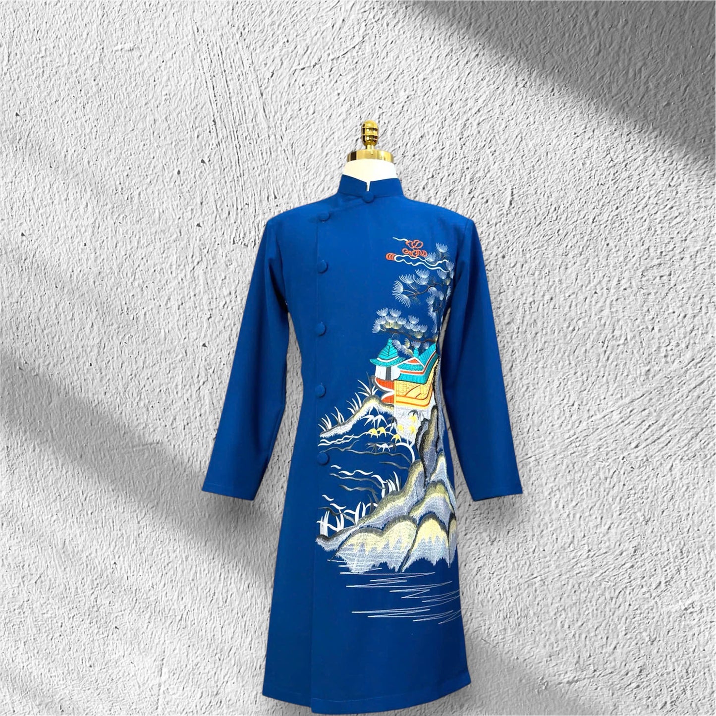 Embroidered Ao Dai For Men | Traditional Ao Dai Landscape
