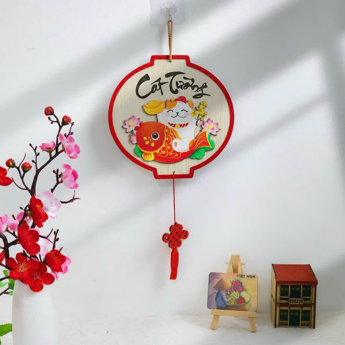 Tết Decoration- Lantern Wooden For Tết | Vietnamese Decorative Wooden Board Decor | Vietnamese New Year