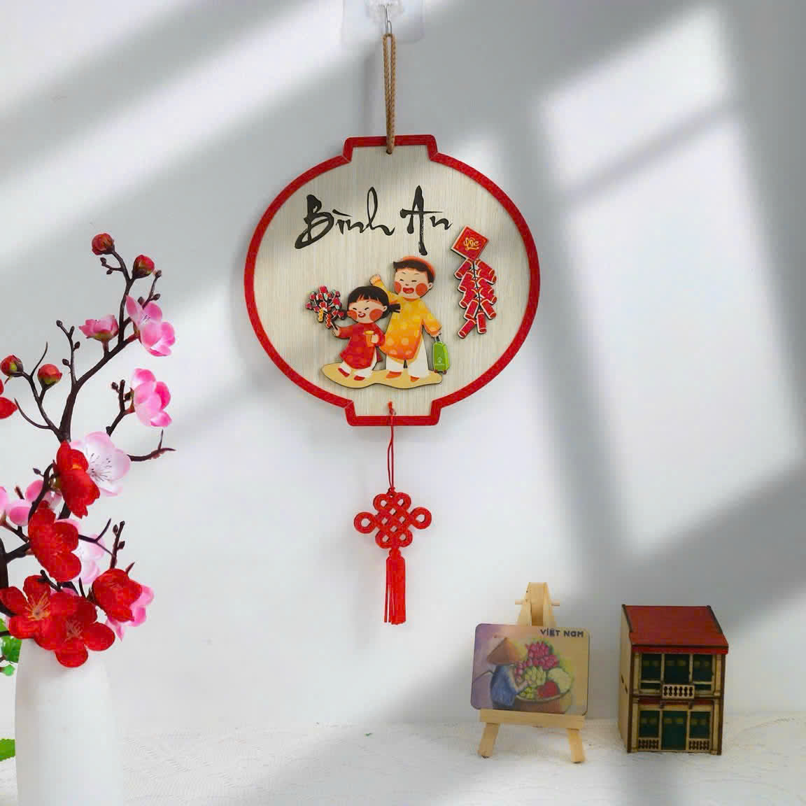 Tết Decoration- Lantern Wooden For Tết | Vietnamese Decorative Wooden Board Decor | Vietnamese New Year