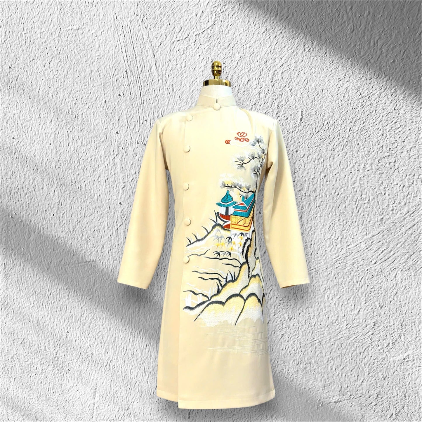 Embroidered Ao Dai For Men | Traditional Ao Dai Landscape