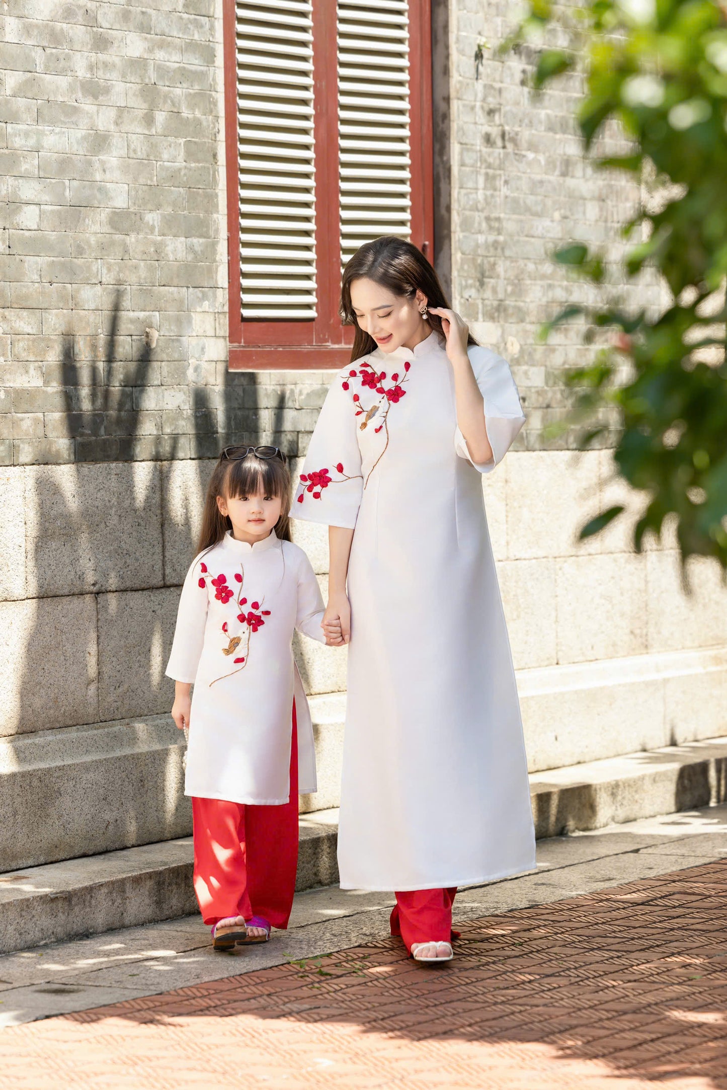 Red Ribbon Xuan Ao Dai- Matching Mother Daughter Ao Dai