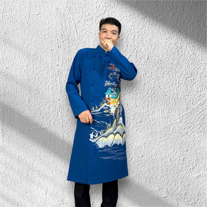 Embroidered Ao Dai For Men | Traditional Ao Dai Landscape