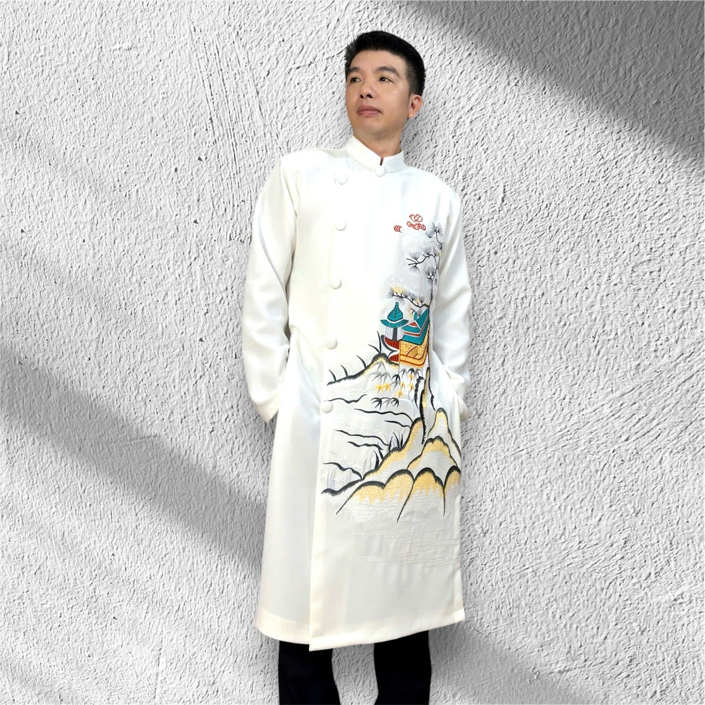 Embroidered Ao Dai For Men | Traditional Ao Dai Landscape