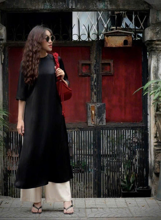 Loose Ao Dai | Áo Dài Dáng Suông | Ao Dai Viet Nam | Black Ao Dai | Dark Blue Ao Dai