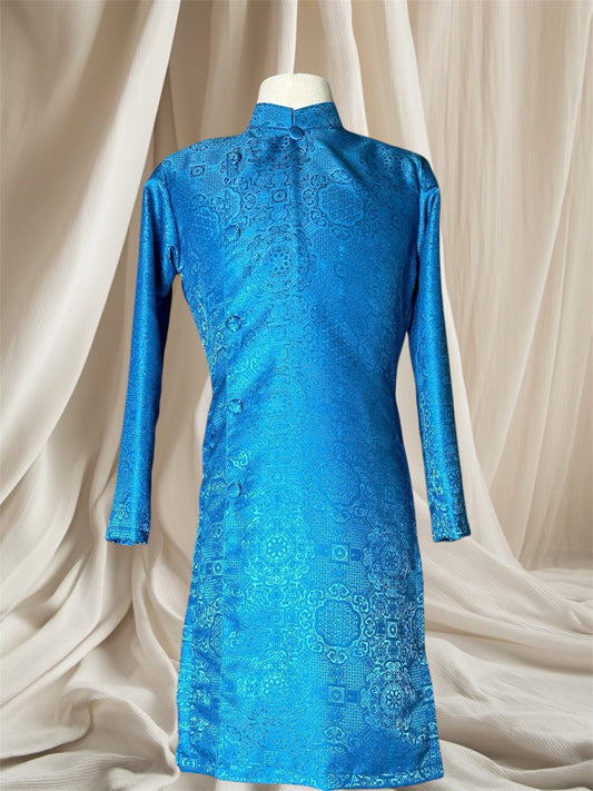 Ice Blue Gam Ao Dai For Men - Men Dress | Ao Dai For Groomsmen