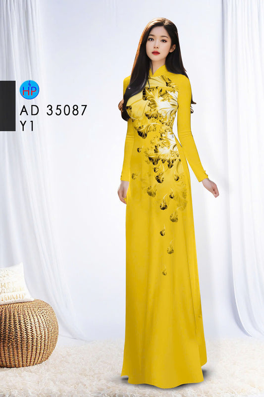 Pre-order Ao Dai For Women | Vietnamese long dress | Áo Dài Lụa In Hoa | Printed  Fly LeavesPattern