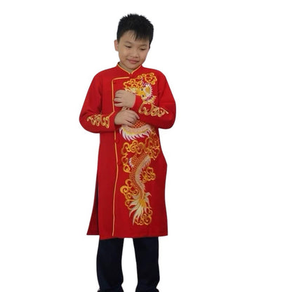 Dragon Vietnamese Boy Ao Dai - Vietnamese Long Dress Ao Dai For Kid | 2 Colors