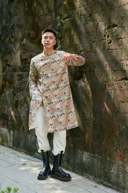 Jacquard Dress For Men - Gold Gam Dress | Van Long Ao Dai Men