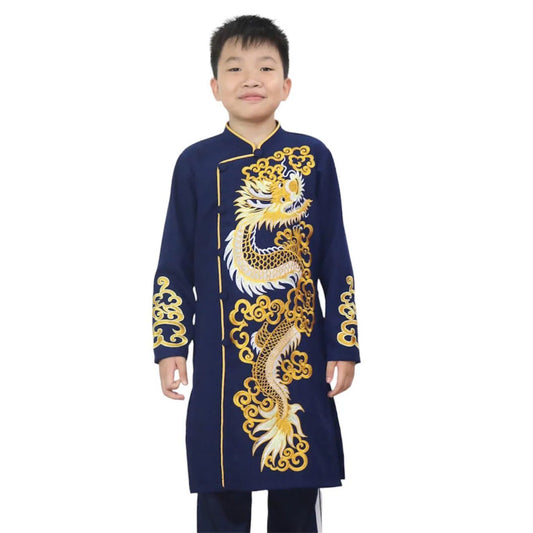 Dragon Vietnamese Boy Ao Dai - Vietnamese Long Dress Ao Dai For Kid | 2 Colors