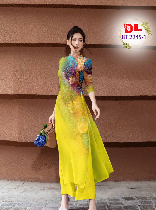 Traditional Vietnamese long dress | 3D Printed Women Ao Dai with Pants | Custom Ao Dai