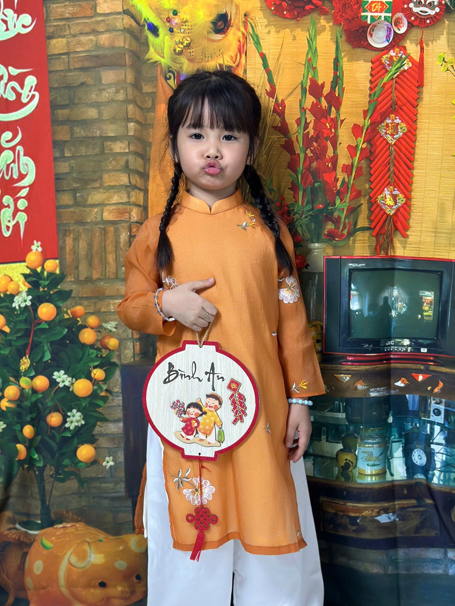 Vietnamese Traditional Ao Dai For Kid Girl - Ao Dai For Daughter - Ao Dai Kid For Tet 2025