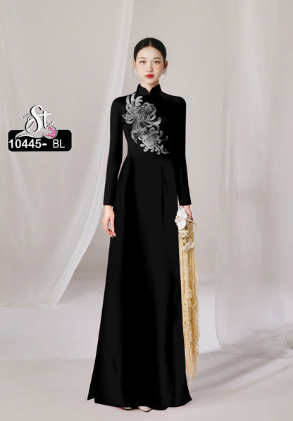 Pre-order: Vietnamese Ao Dai Dress | 3D Flower Printed Long Dress For Women