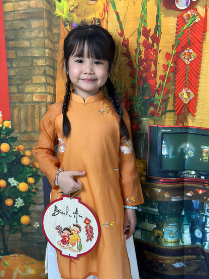 Vietnamese Traditional Ao Dai For Kid Girl - Ao Dai For Daughter - Ao Dai Kid For Tet 2025