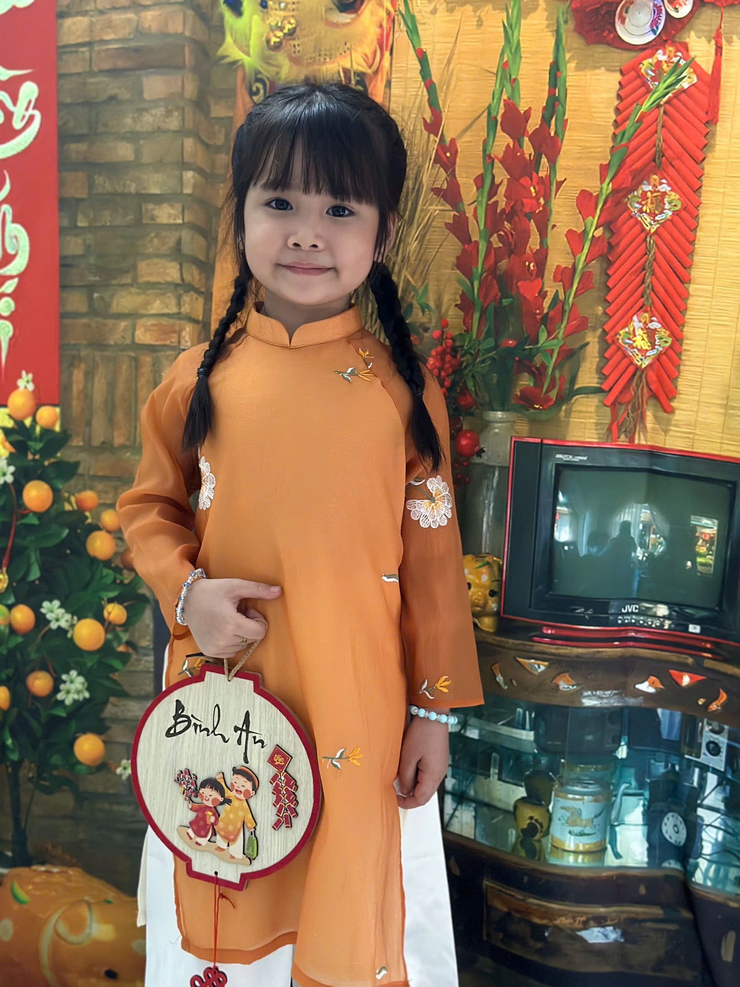 Vietnamese Traditional Ao Dai For Kid Girl - Ao Dai For Daughter - Ao Dai Kid For Tet 2025