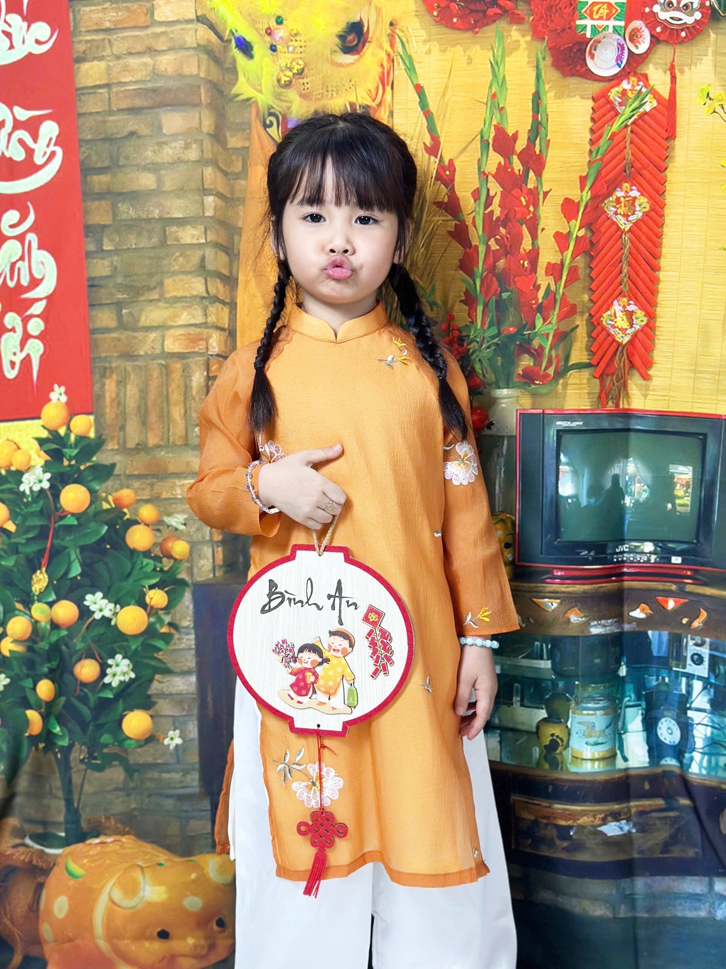 Vietnamese Traditional Ao Dai For Kid Girl - Ao Dai For Daughter - Ao Dai Kid For Tet 2025