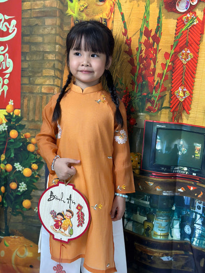 Vietnamese Traditional Ao Dai For Kid Girl - Ao Dai For Daughter - Ao Dai Kid For Tet 2025