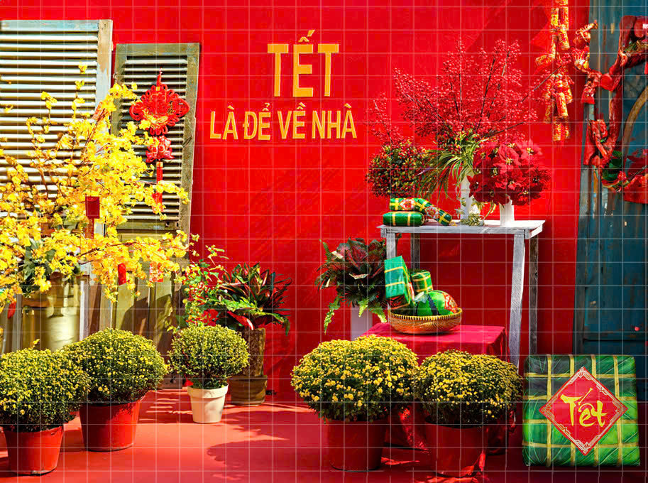 Red Backdrop Tet 2025 | Tết Decorations | Lunar New Year | PN-E1234