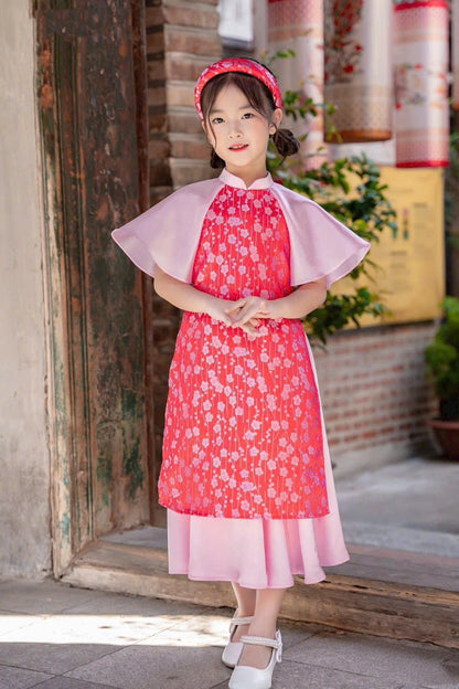 Fuchiasa Modern Girl's Ao Dai Set - Ao Dai For Daughter