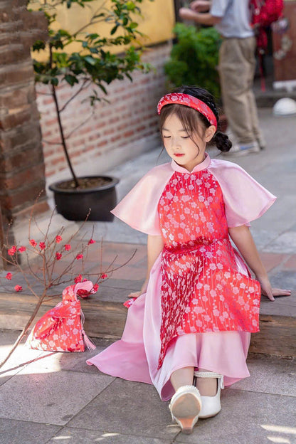 Fuchiasa Modern Girl's Ao Dai Set - Ao Dai For Daughter